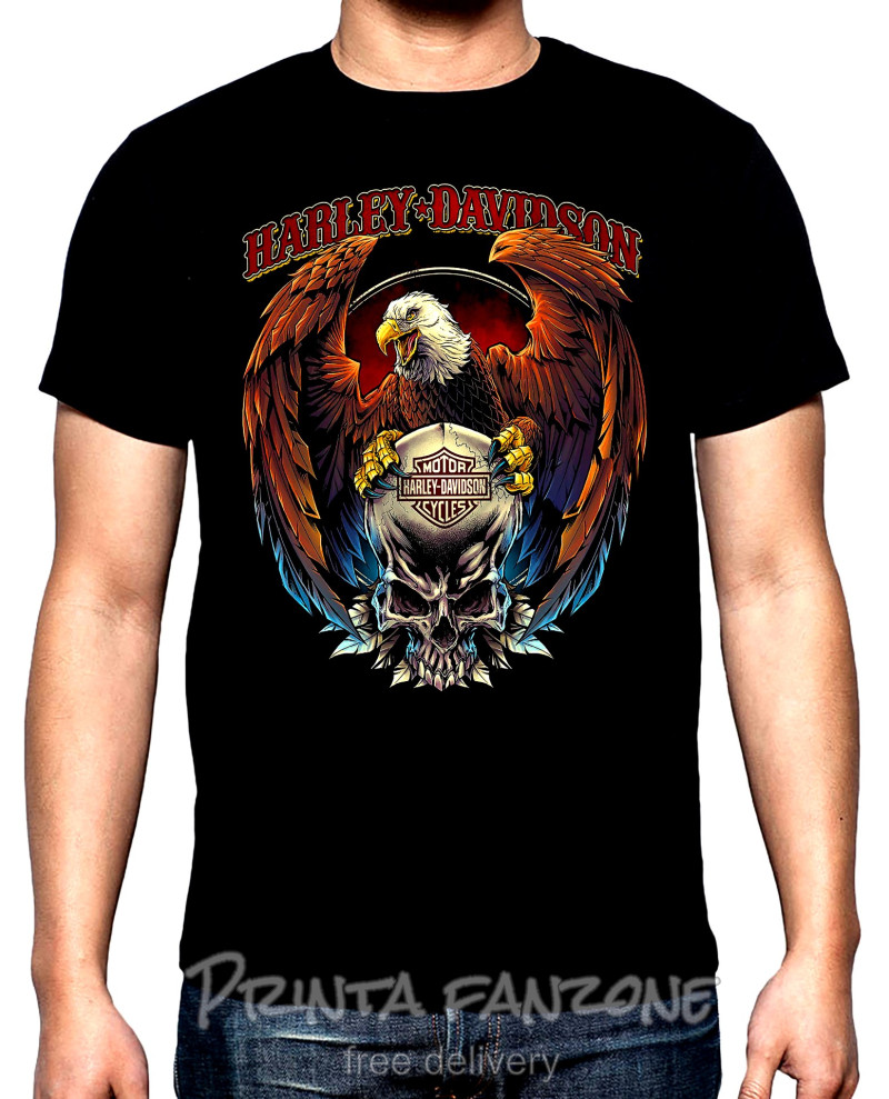 T-SHIRTS Harley Davidson, eagle fly and skull, men's  t-shirt, 100% cotton, S to 5XL